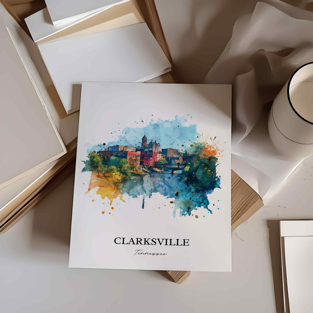 Clarksville, Tennessee – Watercolor Art Print