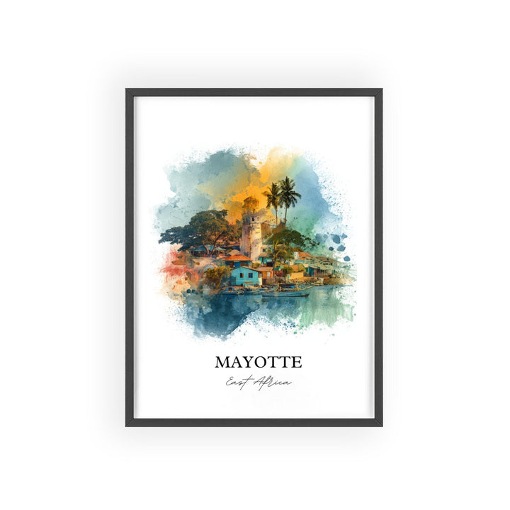 Mayotte Wall Art, Mayotte Print, Mayotte Watercolor Art, East Africa Gift, Travel Print, Travel Poster, Housewarming Gift