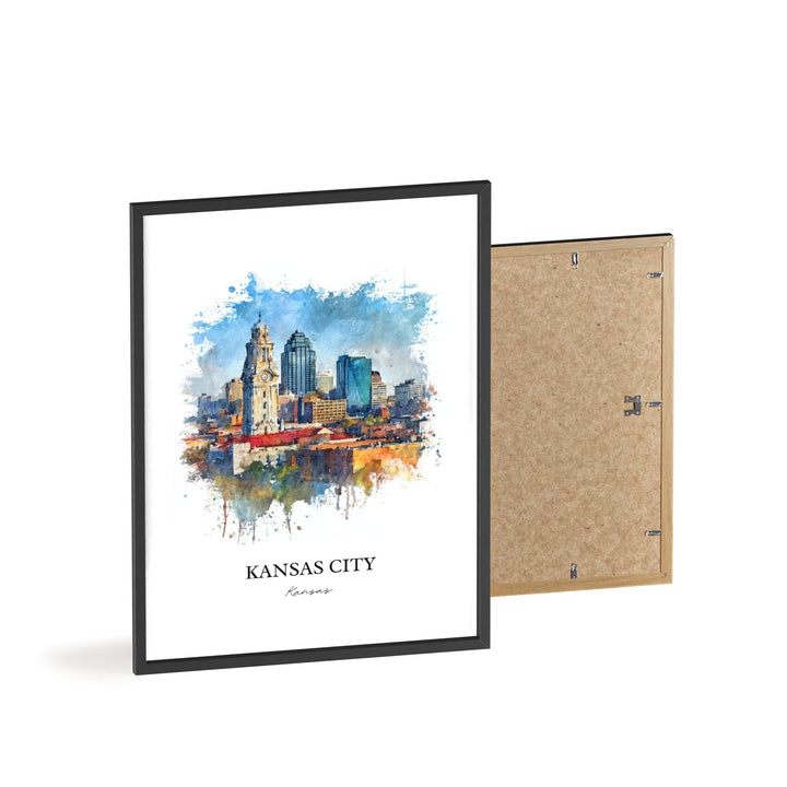 Kansas City Wall Art, Missouri Print, KC Watercolor Art, Kansas City Skyline Gift, Travel Print, Travel Poster, Housewarming Gift