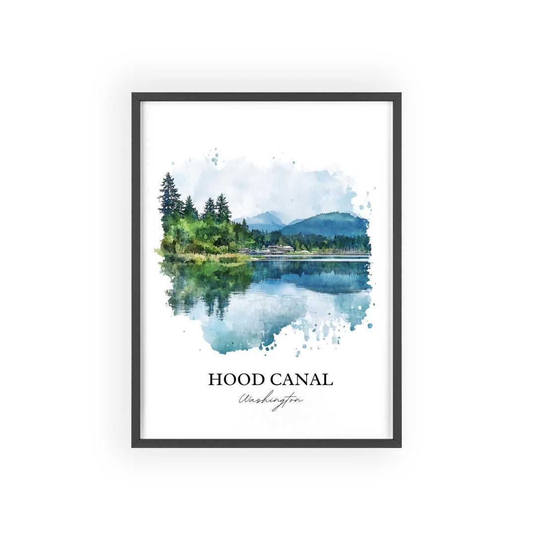 Hood Canal Wall Art, Floating Bridge Print, Hood Canal WA Watercolor Art, Hood Canal WA Gift, Travel Print, Travel Poster, Housewarming Gift