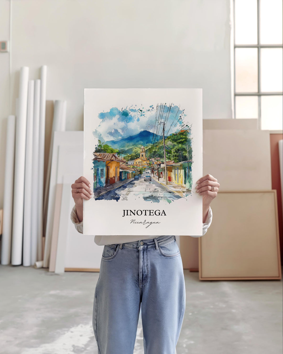 Jinotega Wall Art, Jinotega Print, Nicaragua Watercolor Art, Jinotega Nicaragua Gift, Travel Print, Travel Poster, Housewarming Gift