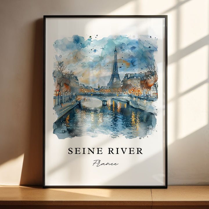 Seine River Art, Seine River Paris Print, Seine River Watercolor, Seine River France Gift,