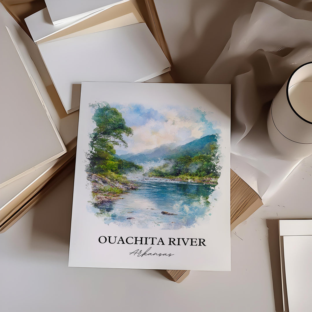Ouachita River Wall Art, Black River Print, Arkansas Watercolor Art, Ouachita River Gift, Travel Print, Travel Poster, Housewarming Gift