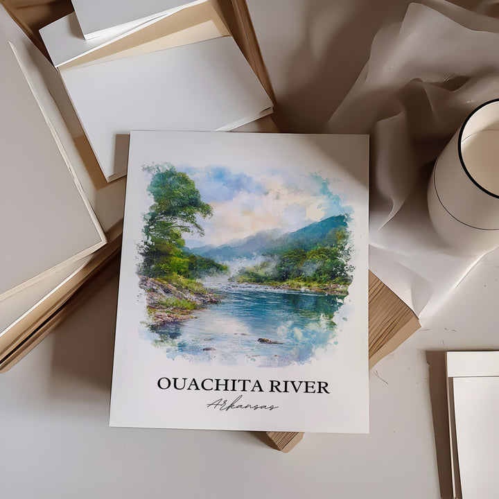 Ouachita River Wall Art, Black River Print, Arkansas Watercolor Art, Ouachita River Gift, Travel Print, Travel Poster, Housewarming Gift