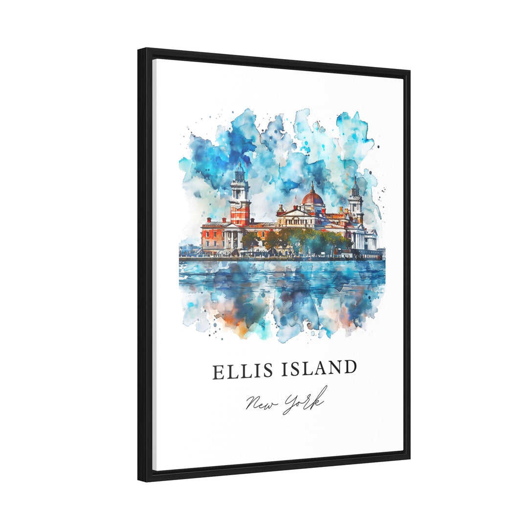 Ellis Island NY Art, Ellis Island Print, Statue of Liberty Watercolor Art, Ellis Island Gift,