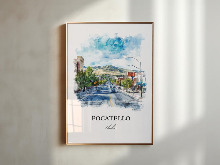 Pocatello ID Wall Art, Bannock County Print, Idaho Watercolor Art, Pocatello Idaho Gift, Travel Print, Travel Poster, Housewarming Gift