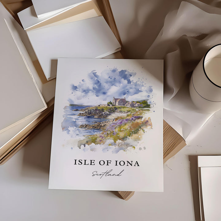 Isle of Iona Wall Art, Isle of Iona Print, Isle of Iona Watercolor Art, Inner Hebrides Gift,