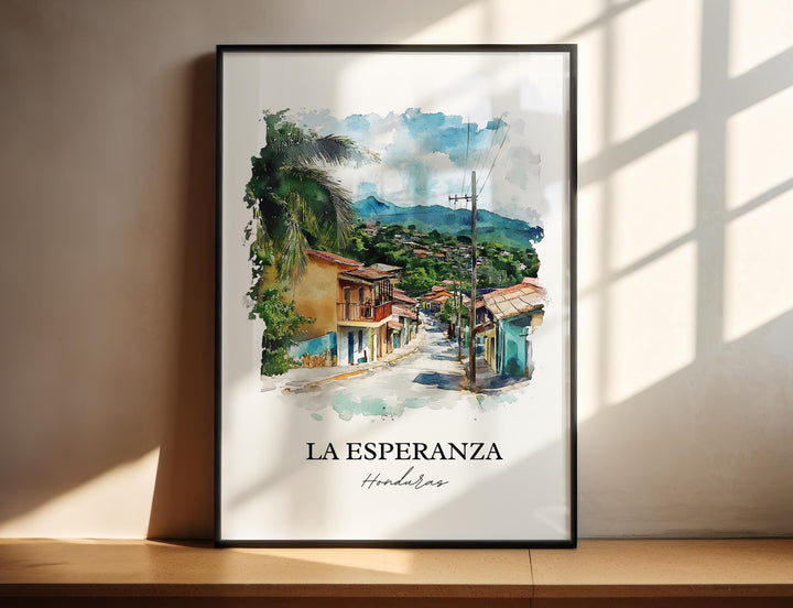 La Esperanza Wall Art, Intibucá Print, Honduras Watercolor Art, La Esperanza Gift, Travel Print, Travel Poster, Housewarming Gift