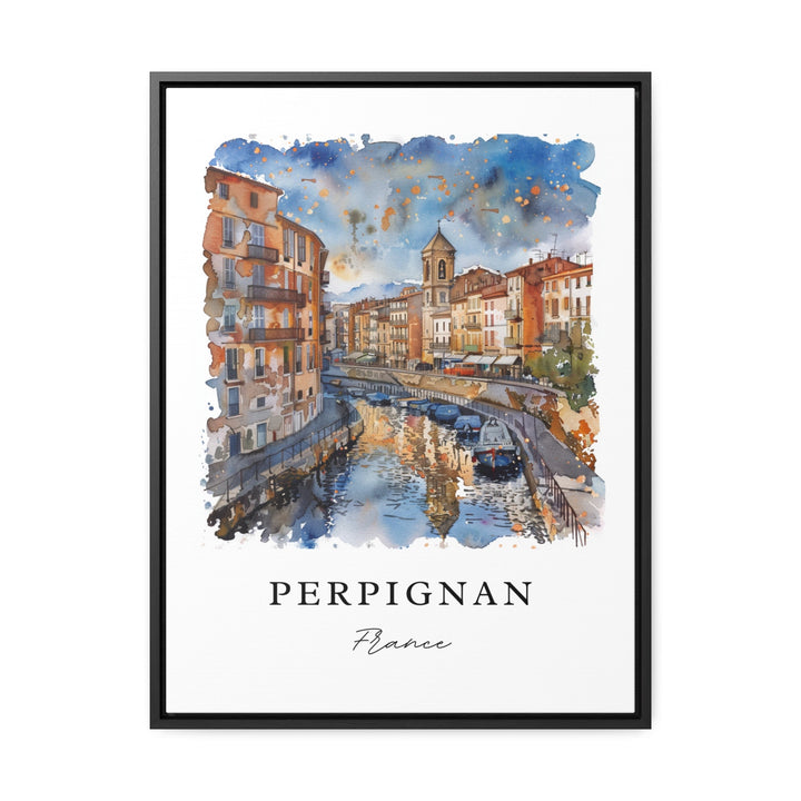 Perpignan Wall Art, Perpignan France Print, Pyrenees Watercolor Art, Perpignan France Gift,