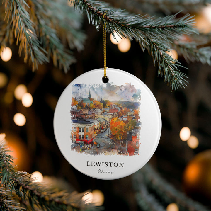 Lewiston Maine Ornament: Unique Lewiston ME Souvenir, Maine Xmas Decor, and Authentic Lewiston Maine Gift