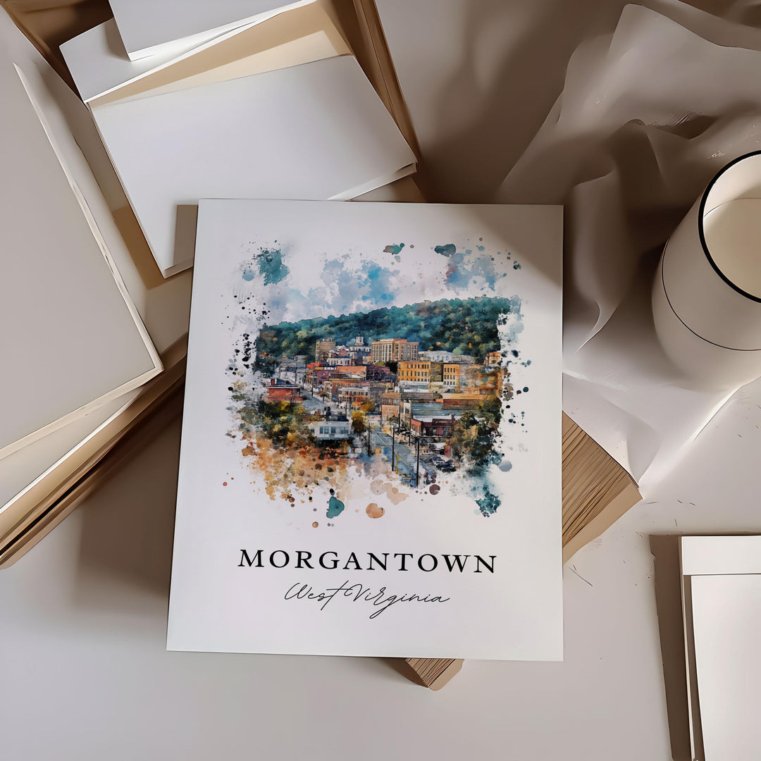 Morgantown, WV, West Virginia – Watercolor Art Print