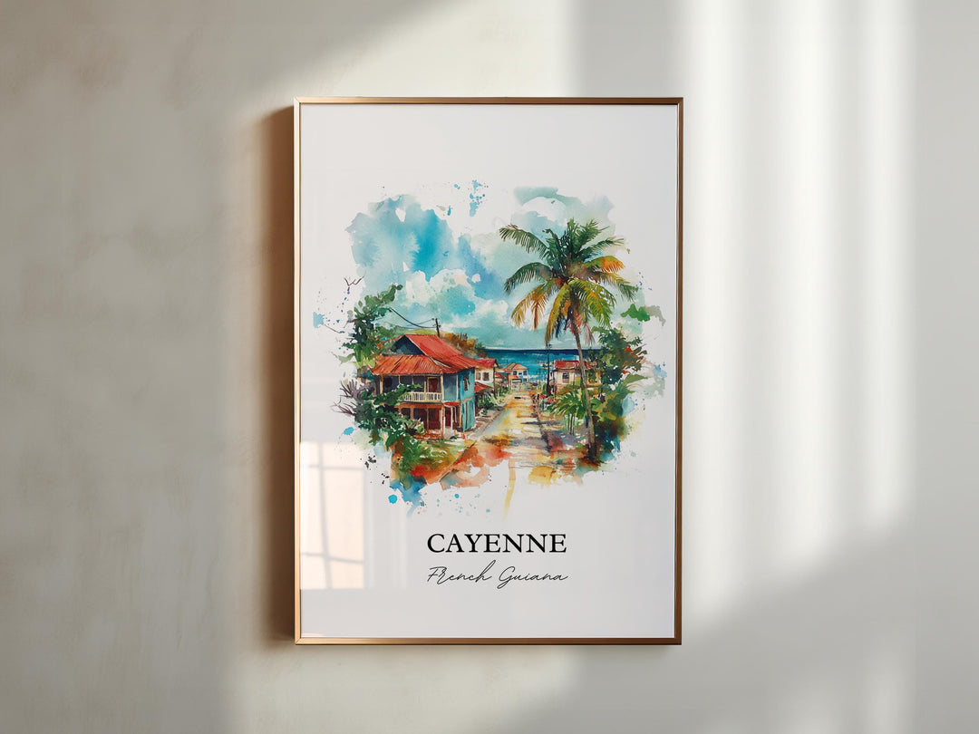 Cayenne Wall Art, French Guiana Print, French Guiana Watercolor Art, Cayenne Gift, Travel Print, Travel Poster, Housewarming Gift