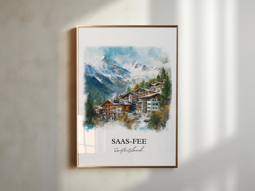 Saas-Fee Travel Print Wall Art Saas-Fee Wall Hanging Home Décor Saas-Fee Gift Art Lovers Switzerland Art Lover Gift Saas-Fee Poster