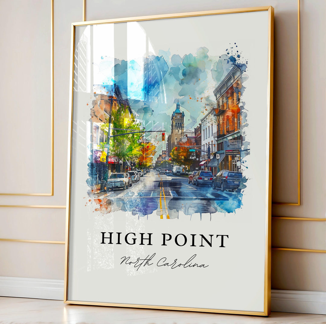 High Point NC Wall Art, High Point Print, High Point Watercolor Art, High Point Gift,