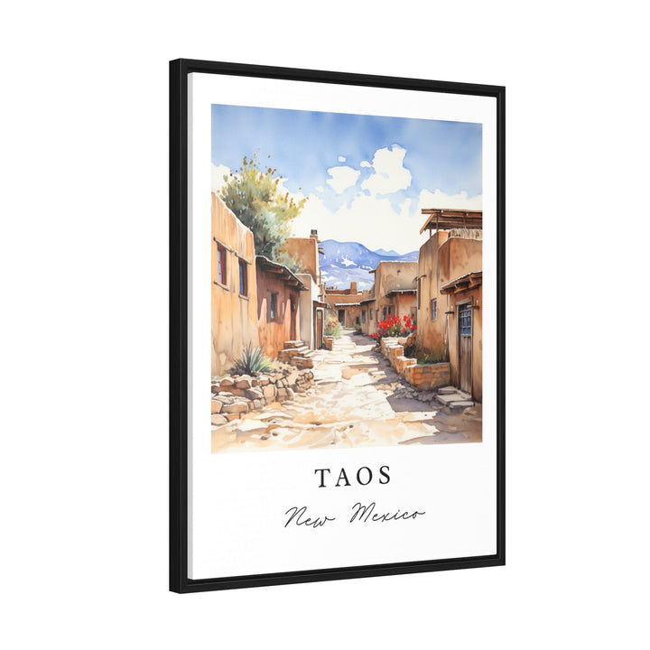 Taos traditional travel art - New Mexico, Taos poster print, Wedding gift, Birthday present, Custom Text, Perfect Gift