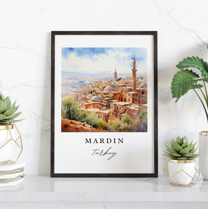 Mardin Turkey wall art - Mardin Turkey poster print, Mardin Turkey Wedding gift, Birthday present, Custom Text