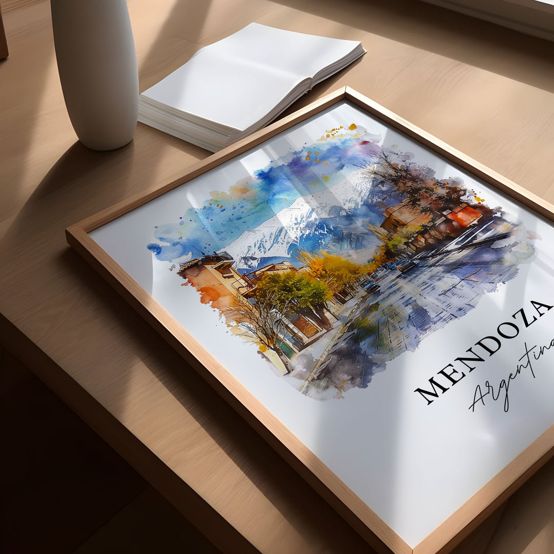 Mendoza Argentina Wall Art, Mendoza Print, Mendoza Watercolor, Mendoza Argentina Gift,