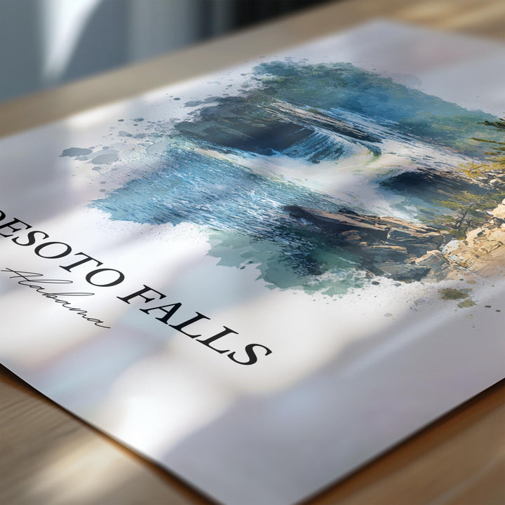 Desoto Falls Wall Art, Desoto Falls Print, Alabama Watercolor Art, Desoto Falls Gift, Travel Print, Travel Poster, Housewarming Gift