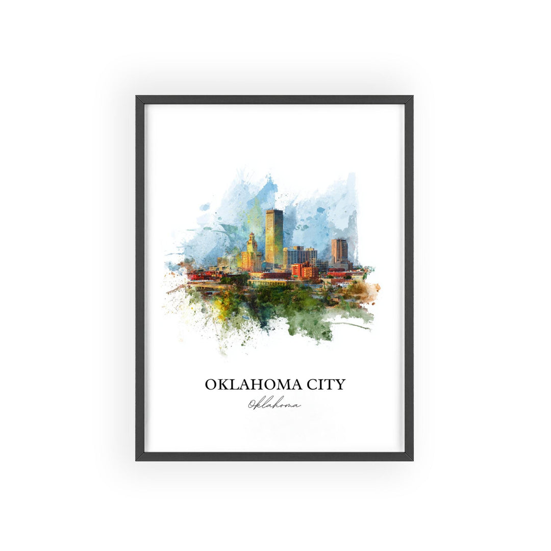 Oklahoma City, Oklahoma – Watercolor Art Print