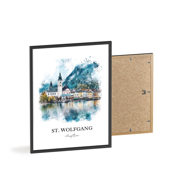 St. Wolfgang Wall Art, Lake Wolfgang Print, Asutria Watercolor Art, St. Wolfgang Gift, Travel Print, Travel Poster, Housewarming Gift