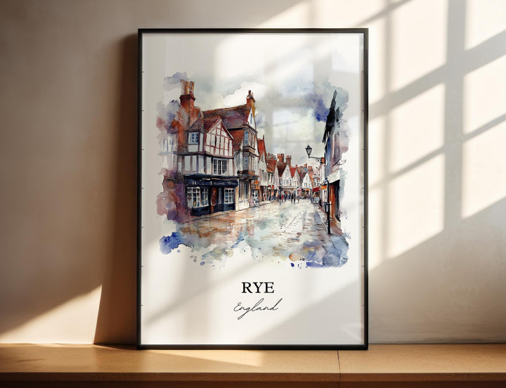 Rye England Wall Art, Rye Print, East Sussex Watercolor, Rye England Gift, Travel Print, Travel Poster, Housewarming Gift