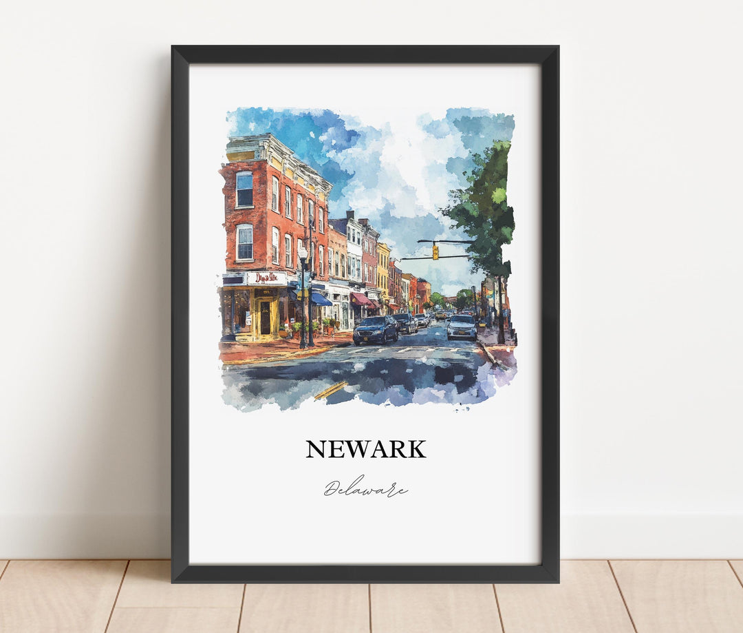 Newark Delaware Wall Art, Udel Print, Newark DE Watercolor Art, Delaware Gift, Travel Print, Travel Poster, Housewarming Gift