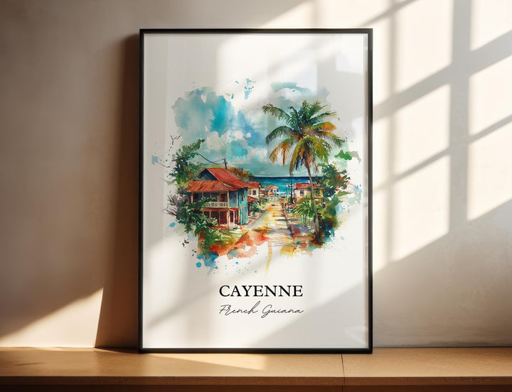 Cayenne Wall Art, French Guiana Print, French Guiana Watercolor Art, Cayenne Gift, Travel Print, Travel Poster, Housewarming Gift