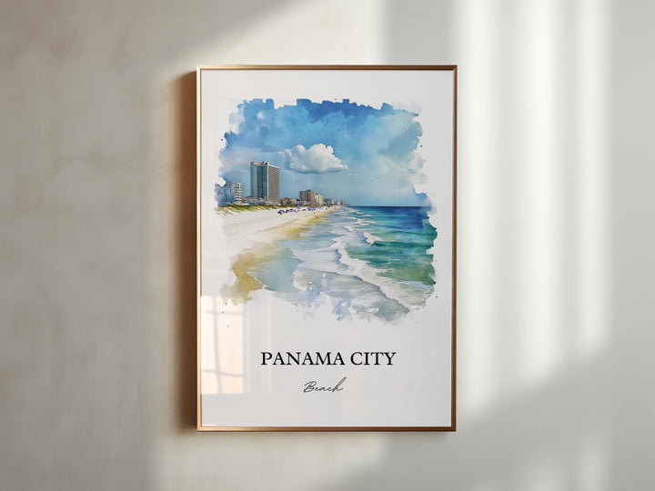 Panama City Beach Wall Art, Florida Beach Print, FL Watercolor, Panama City Beach FL Gift, Travel Print, Travel Poster, Housewarming Gift