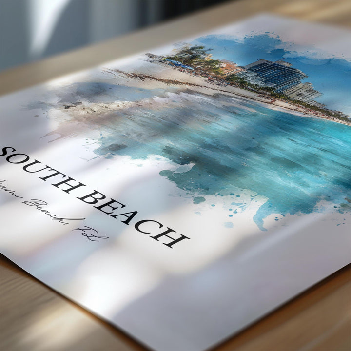 Miami Beach, Florida, USA – Watercolor Art Print