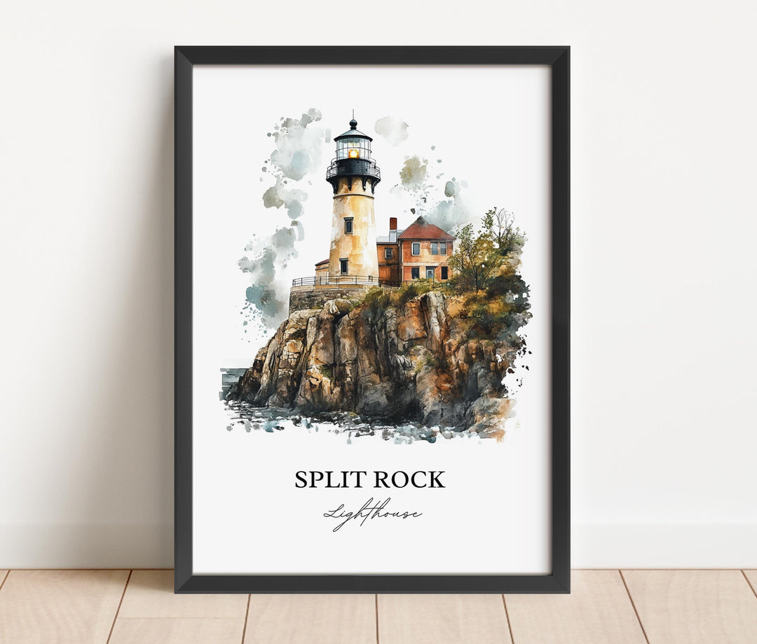 Split Rock Lighthouse Art, Lake County MN Print, Minnesota Watercolor, Two Harbors MN Gift, Travel Print, Travel Poster, Housewarming Gift