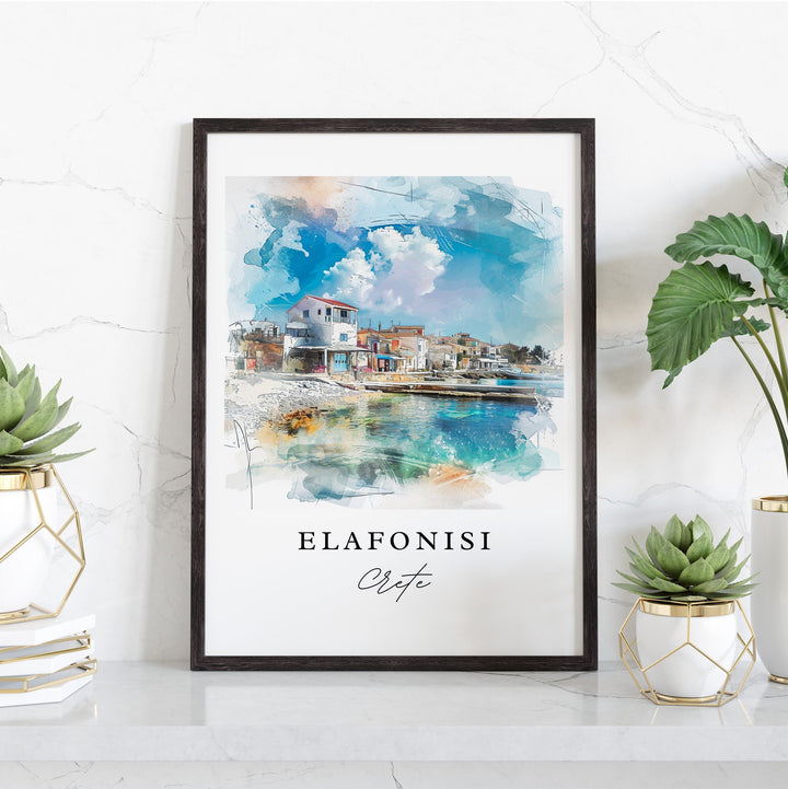 Elafonisi Greece wall art - Crete Greece, Elafonisi print, Elafonisi Wedding gift, Crete Birthday present, Custom Text, Perfect Gift