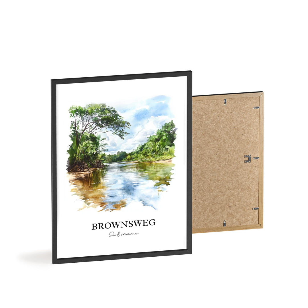 Brownsweg Wall Art, Suriname Print, Suriname Watercolor Art, Brownsweg Gift, Travel Print, Travel Poster, Housewarming Gift