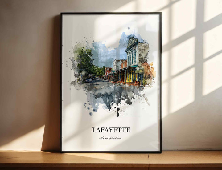 Lafayette, Louisiana – Watercolor Art Print