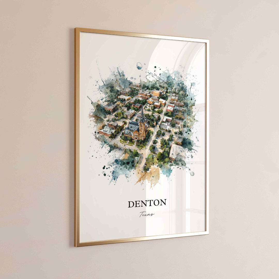 Denton, Texas – Watercolor Art Print