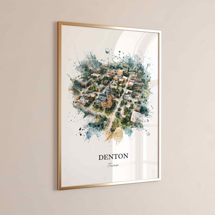Denton, Texas – Watercolor Art Print
