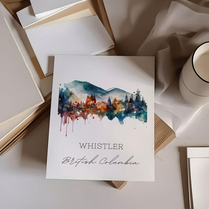 Whistler BC wall art - British Columbia, Whistler poster, Whistler Canada Wedding gift, Birthday present, Custom Text, Personalised Gift