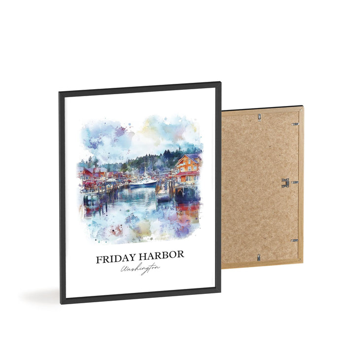 Friday Harbor Wall Art, San Juan Island Print, Washington St Artwork, Friday Harbor WA Gift, Travel Print, Travel Poster, Housewarming Gift