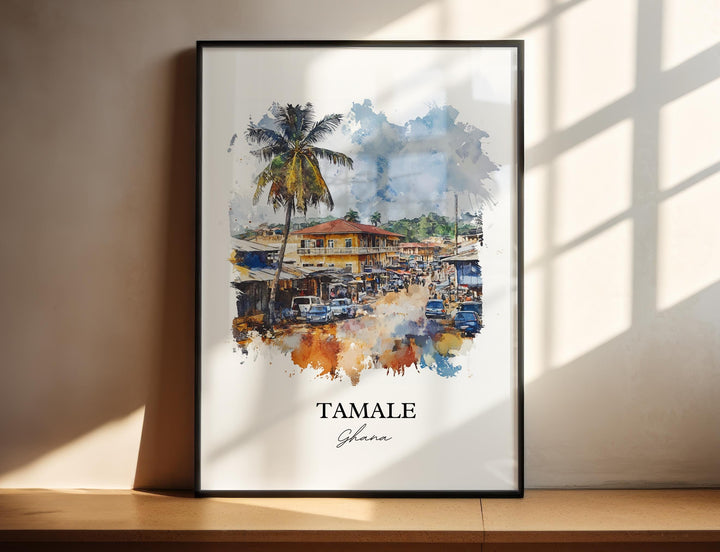 Tamale Ghana Wall Art, Ghana Print, Ghana Watercolor Art, Tamale Ghana Gift, Travel Print, Travel Poster, Housewarming Gift