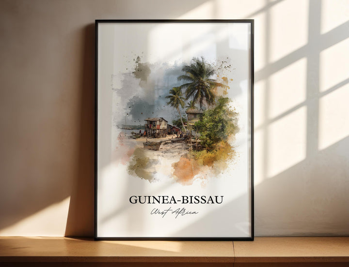 Guinea-Bissau Wall Art, Guinea Print, West Africa Watercolor Art, Guinea-Bissau Gift, Travel Print, Travel Poster, Housewarming Gift