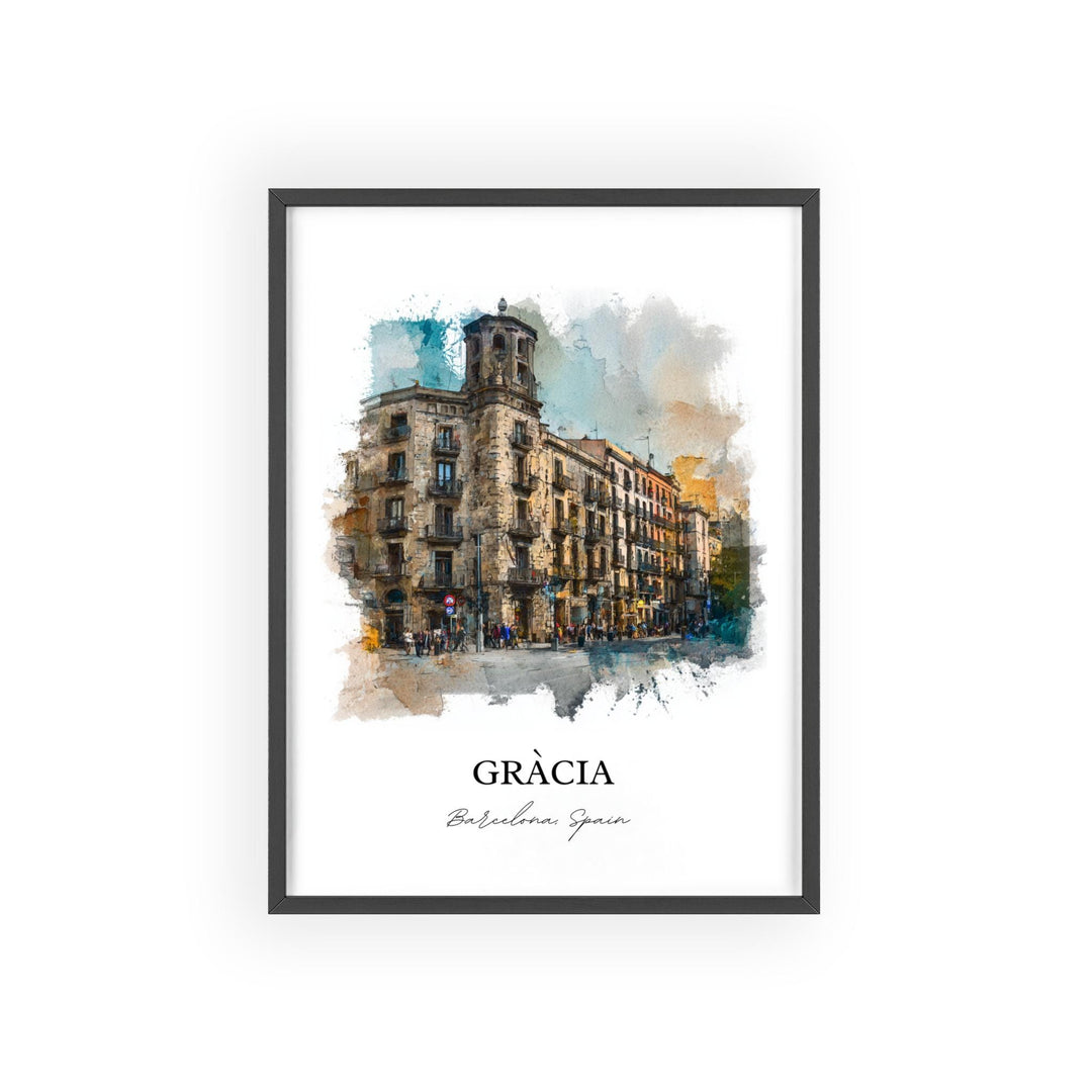 Gràcia Wall Art, Gràcia Print, Gràcia Watercolor Art, Gràcia Barcelona Gift, Travel Print, Spain Travel Poster, Spain Gift