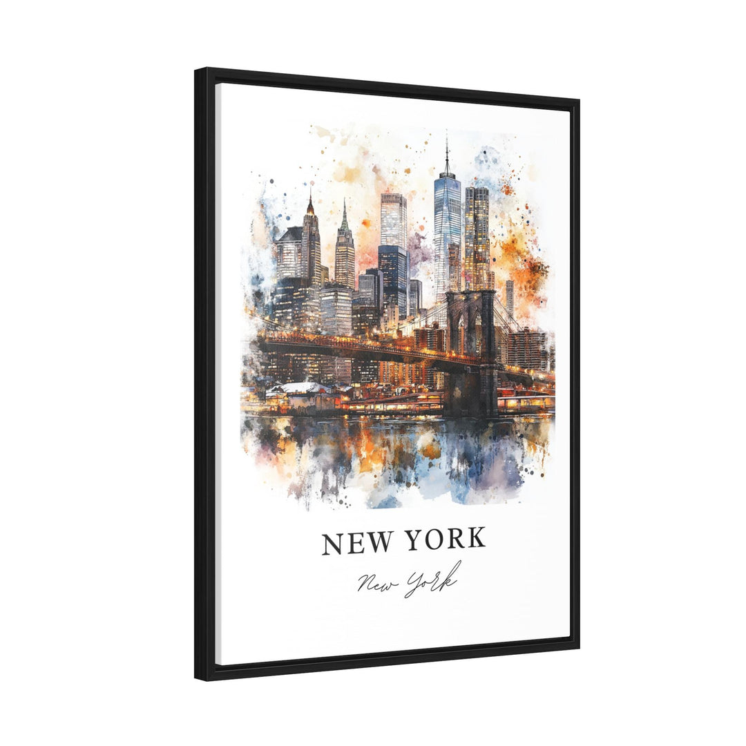 New York City Wall Art, NYC Print, Manhattan Watercolor Art, Brooklyn Bridge Gift, Travel Print, Travel Poster, Housewarming Gift