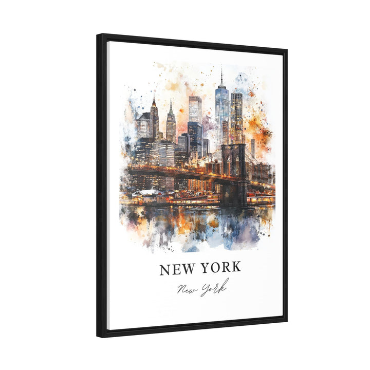 New York City Wall Art, NYC Print, Manhattan Watercolor Art, Brooklyn Bridge Gift, Travel Print, Travel Poster, Housewarming Gift