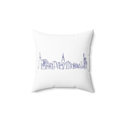 New York City Skyline Spun Polyester Square Pillow