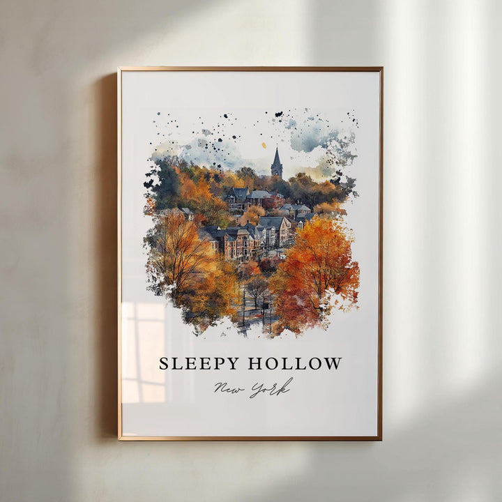 Sleepy Hollow NY Wall Art, Sleepy Hollow Print, Hudson Valley Watercolor Art, Tarrytown Gift,