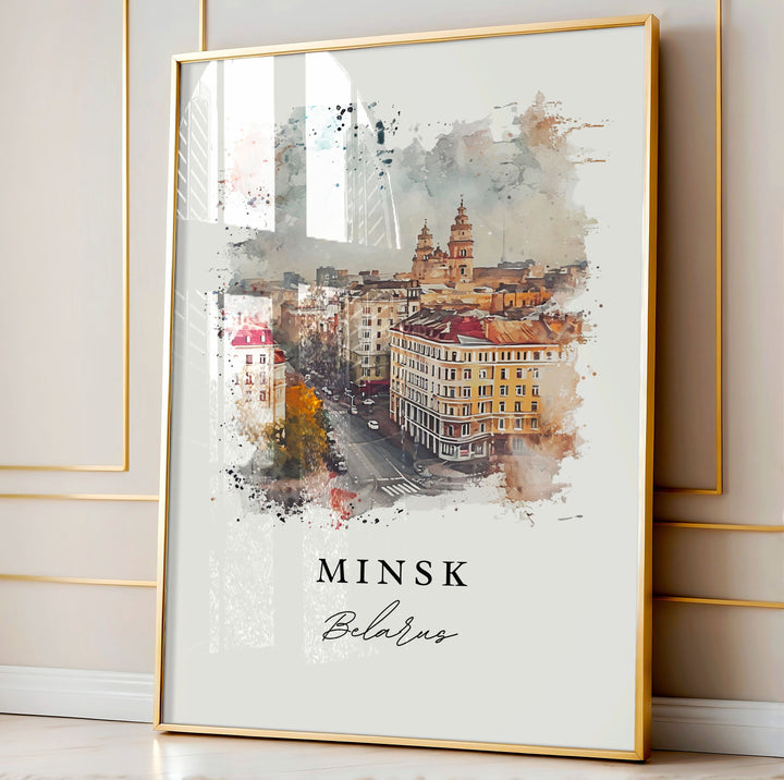 Minsk Belarus wall art - Belarus, Minsk print, Minsk Skyline Wedding gift, Minsk Birthday present, Custom Text, Perfect Gift