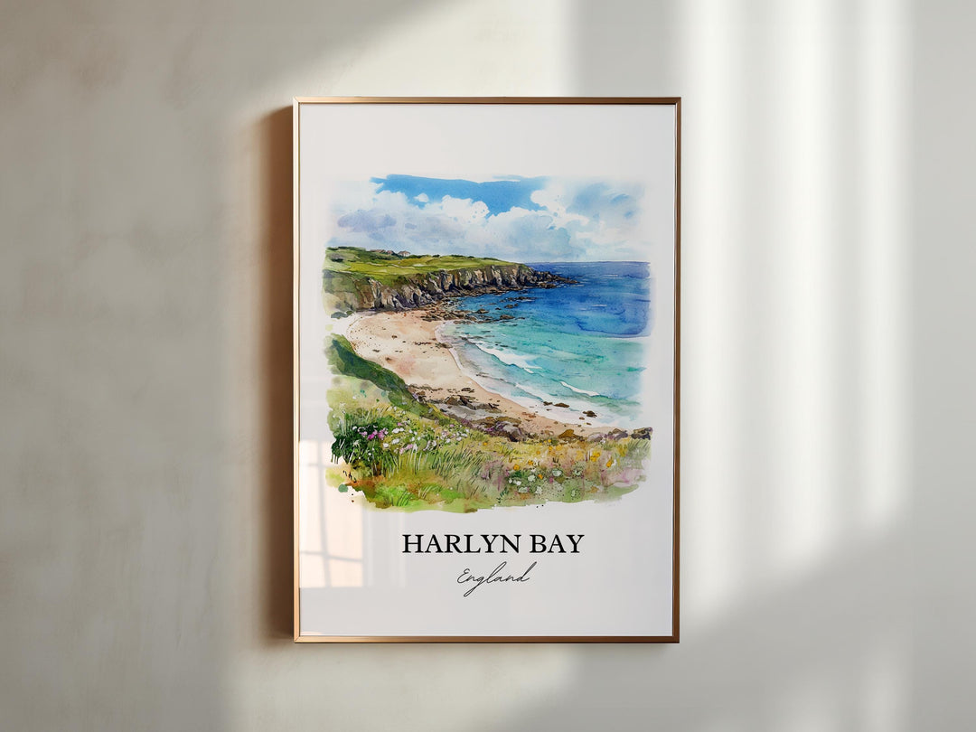 Harlyn Bay, United Kingdom – Watercolor Art Print