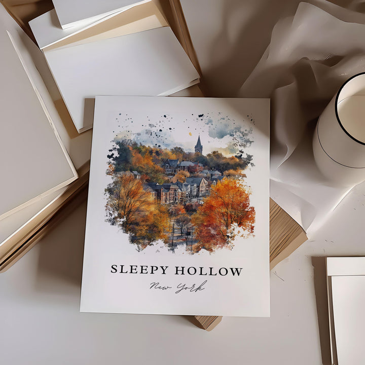 Sleepy Hollow NY Wall Art, Sleepy Hollow Print, Hudson Valley Watercolor Art, Tarrytown Gift,