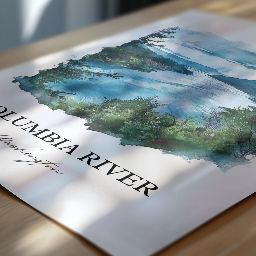 Columbia River Wall Art, Columbia River Print, Washington St Artwork, Columbia River WA Gift, Travel Print, Travel Poster, Housewarming Gift