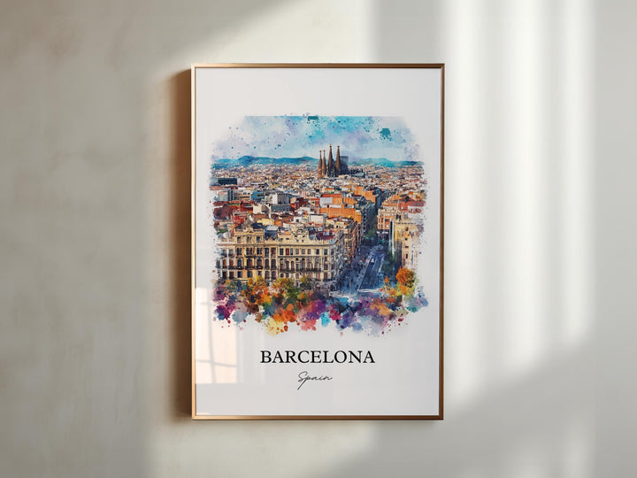 Barcelona Spain Wall Art, Barcelona Print, Spain Watercolor Art, Barcelona Spain Gift, Travel Print, Travel Poster, Housewarming Gift