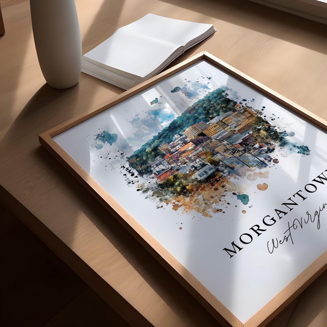Morgantown, WV, West Virginia – Watercolor Art Print
